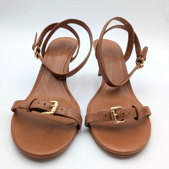 Schutz Aurora Buckled Stiletto Heel Sandals Women's Brown Size US7.5B EU38 - Picture 2 of 11